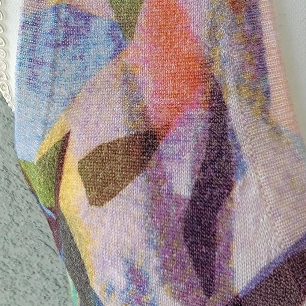 Escada Colorful Abstract Tank Top Cashmere/Silk/ Virgin Wool Blend - Picture 4 of 13